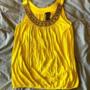 Women’s Chartreuse Yellow Beaded Sleeveless Top
